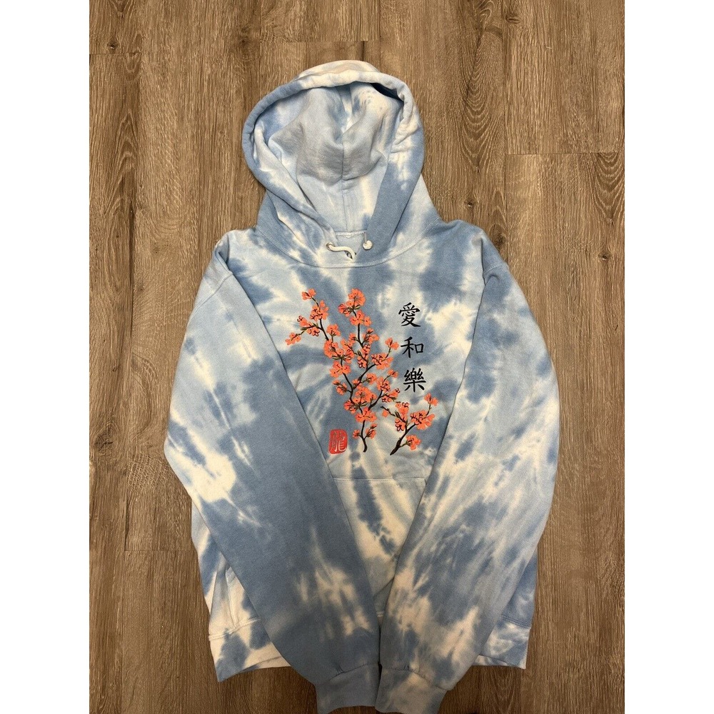 Bowery Supply Co. Japanese Cherry Blossom Hoodie Size Small Blue